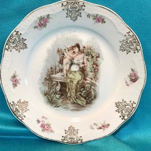 3 Vintage Bavarian Orleans Z.S. & C. China Dessert Plates Cherub Women